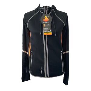Sauna Tek Women’s Neopren Hooded Jacket Black Treated With Microban Size Small
